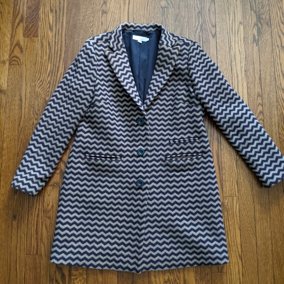 EUC Boden taupe and purple chevron wool winter coat - Picture 4 of 16